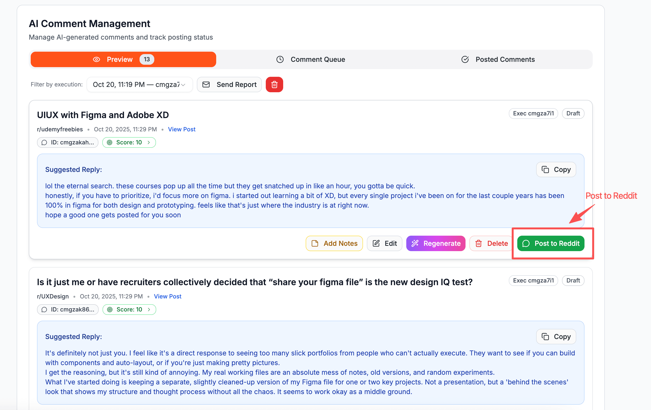 Reddit Marketing Tool Dashboard - AI-Generated Comments, Analytics, and Automated Posting Management